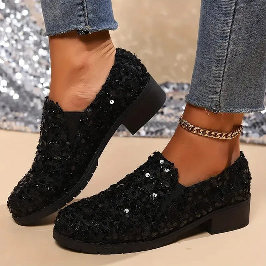 Women’s Sequins Decor Loafers