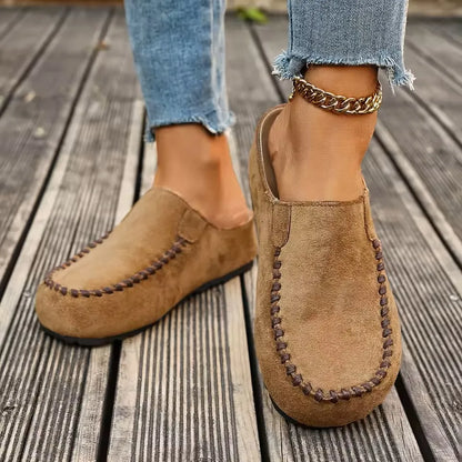 Women’s Vintage Stitch Leather-Look Slip-On Mules