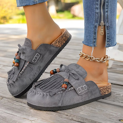 Women’s Tassel-Trim Suede Mule Loafers