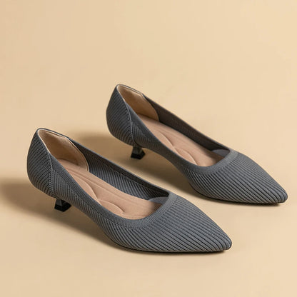 Casual Knit Kitten Heel Pumps for Women