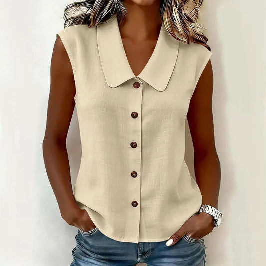 Women's Sleeveless Button-Front Blouse