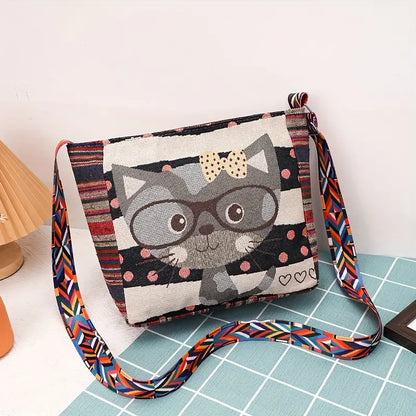 Embroidered Vintage-Style Shoulder Bag