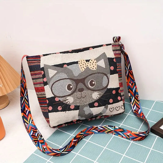 Embroidered Vintage-Style Shoulder Bag