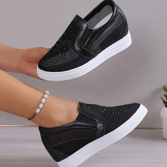 Women's Rhinestone Mesh Slip-On Comfort Trainers