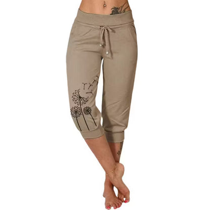 Women’s High-Waisted Drawstring Capri Trousers