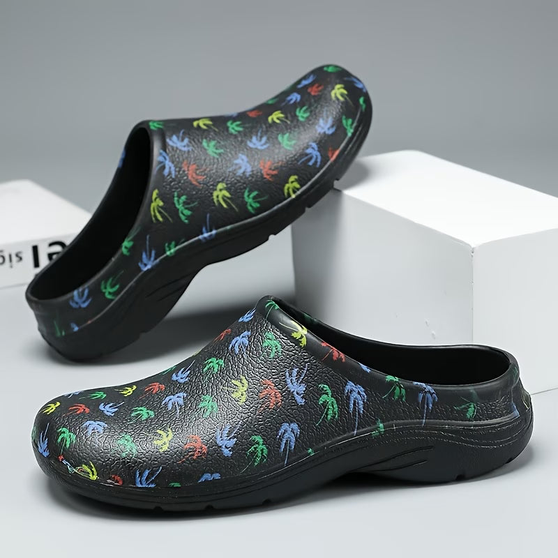 Men's Coconut Tree Print Casual Slides