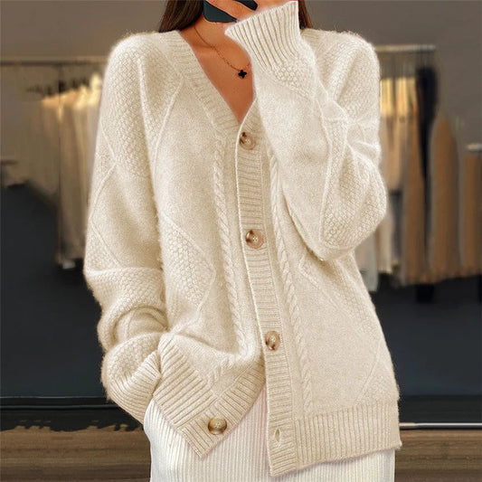 Tanner - Comfortable V-Neck Cashmere-Like Cardigan