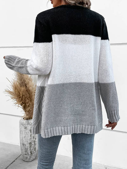 Women’s Two Tone Textured Knit Cardigan