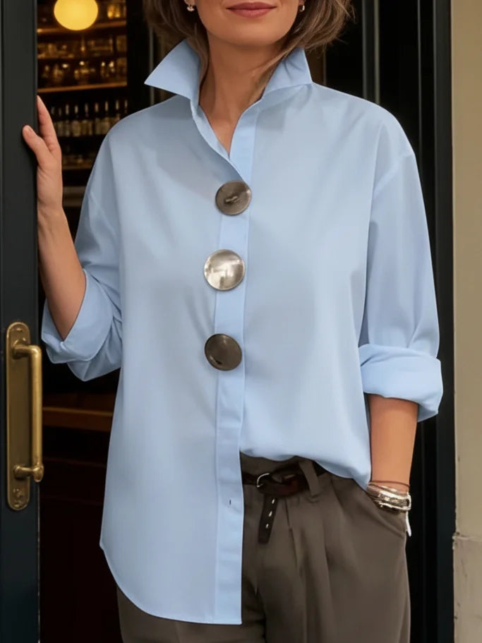 Women’s Stand Collar Button Detail Blouse