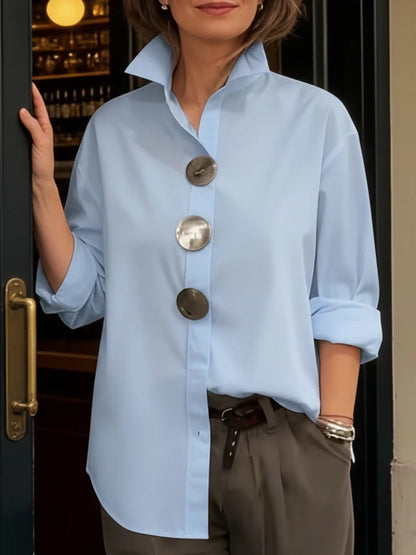 Women’s Stand Collar Button Detail Blouse