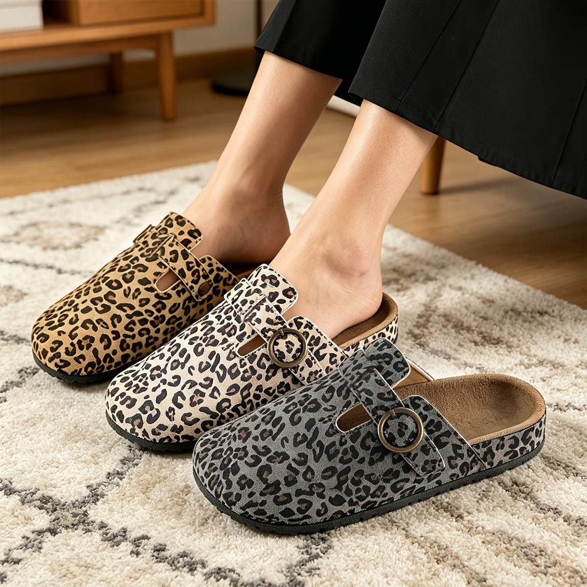 Women's Leopard Print Casual Mules