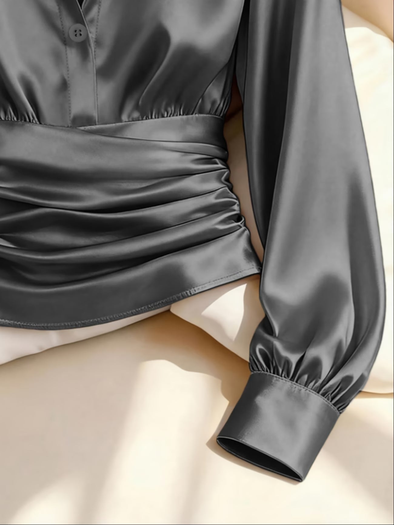 Women's Cinched-Waist Long-Sleeve Shirt