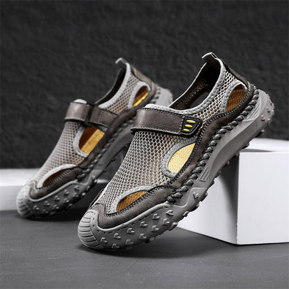 Men’s Breathable Mesh Leather-Look Comfort Walking Shoes