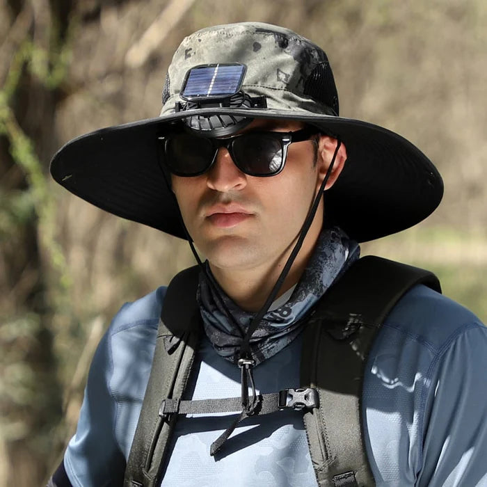 Solar Fan Wide-Brim Hat