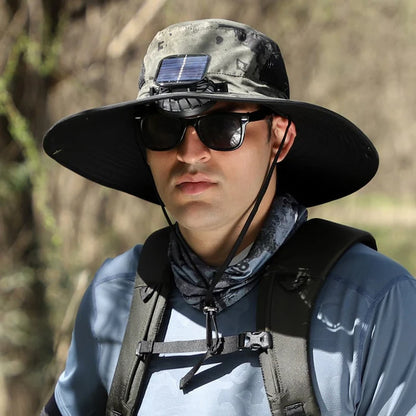 Solar Fan Wide-Brim Hat