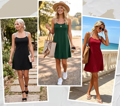 Women's Shimmer Cross-Over Strappy Dress