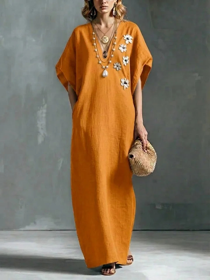 Women’s Loose Linen and Cotton Maxi Dress