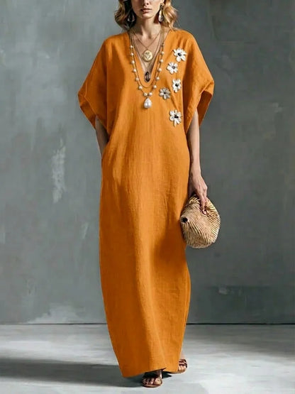 Women’s Loose Linen and Cotton Maxi Dress