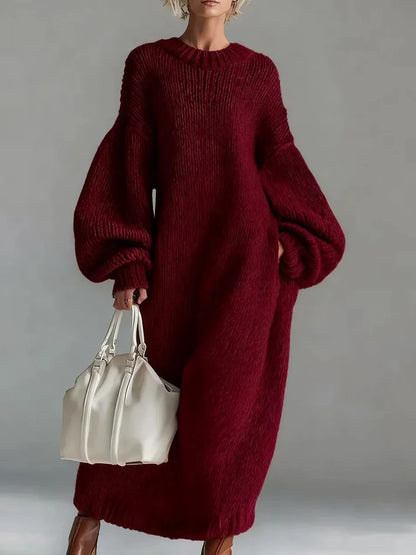 Women’s Relaxed Knit Maxi Dress with Elegant Drape