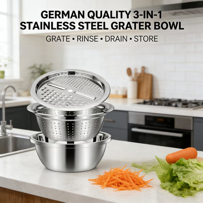 Multi-Function Stainless Steel Grater Bowl