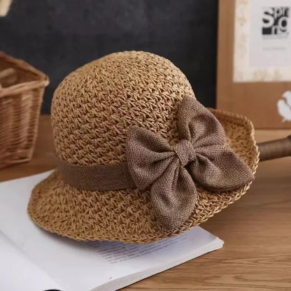 Handmade Elegant Crochet Straw Hat with Ruffle Detail