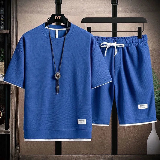 Men’s Textured T-Shirt and Shorts Set