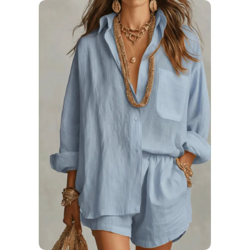 Women's Relaxed Shirt and Shorts Set
