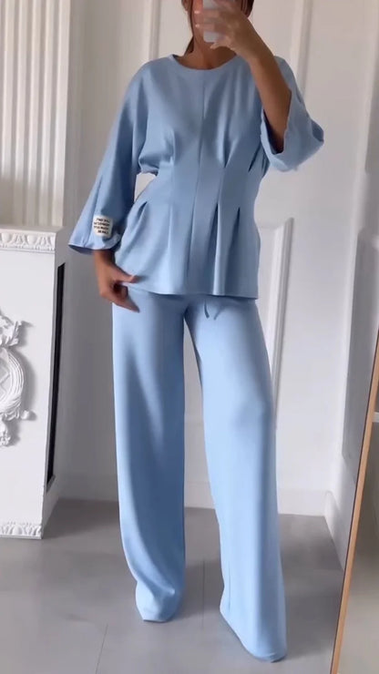 Women’s Casual Two-Piece Top and Trousers Set