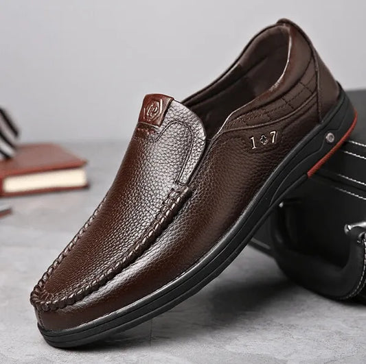 Men’s Leather-Look Slip-On Loafers – Classic Comfort Meets Everyday Elegance
