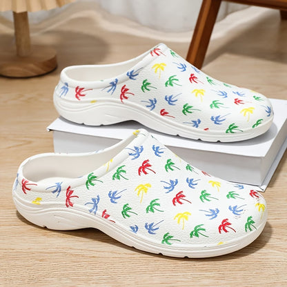 Men's Coconut Tree Print Casual Slides