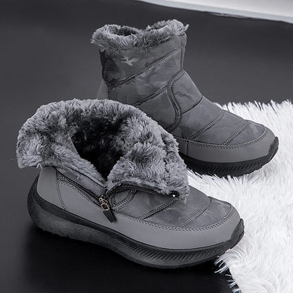 Men’s Easy-Zip Fur-Lined Waterproof Puffer Snow Boots