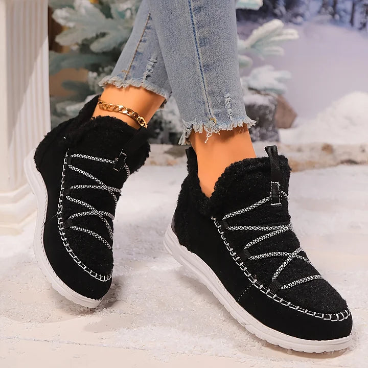Women’s Fluffy Plush Patchwork Winter Boots