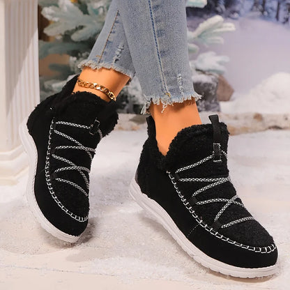 Women’s Fluffy Plush Patchwork Winter Boots