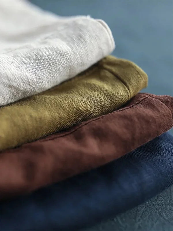 Women’s Cotton Linen Multi-Colour Lapel Casual Shirt