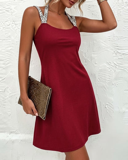 Women's Shimmer Cross-Over Strappy Dress