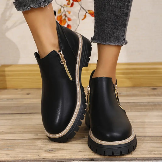 Women's Classic British Ankle Boots - Timeless Black, All-Season Comfort