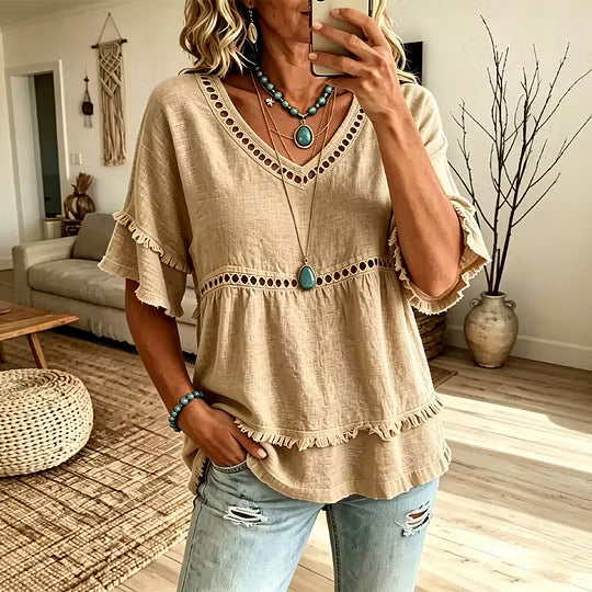 Women’s V-Neck Layered Tunic Top