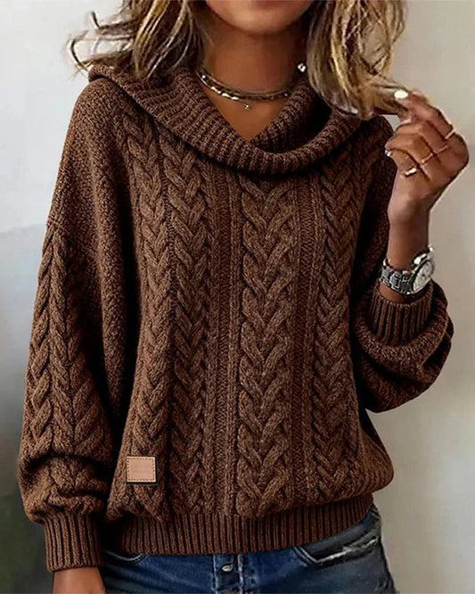 Women’s Relaxed Draped Cable Knit Sweater