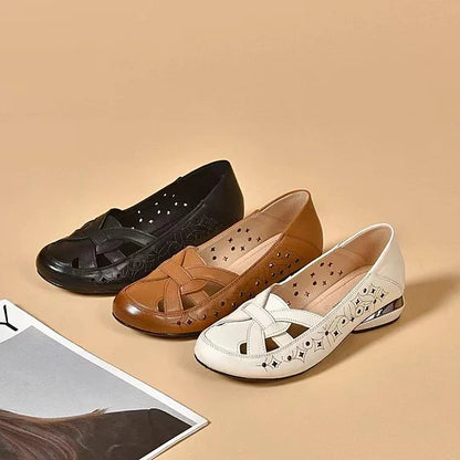 Women’s Summer Leather-Look Slip-On Sandals