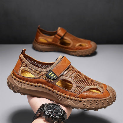 Men’s Breathable Mesh Leather-Look Comfort Walking Shoes