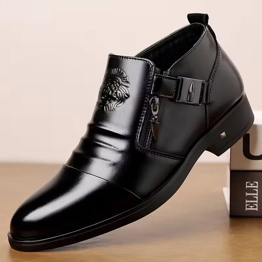 Men’s Classic Zipper Slip-On Leather-Look Shoes