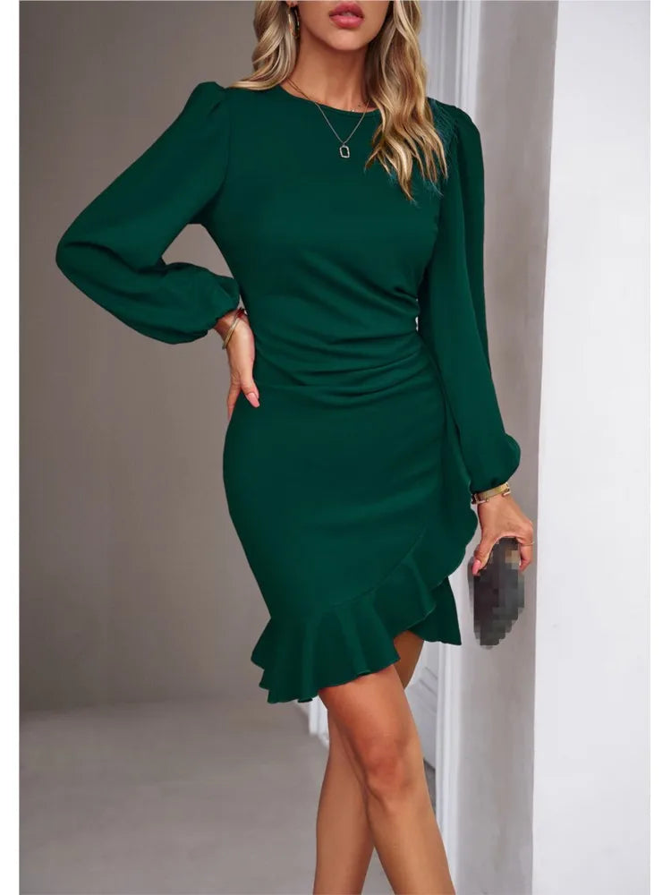 Women’s Elvaria Puff Sleeve Ruffle Hem Dress