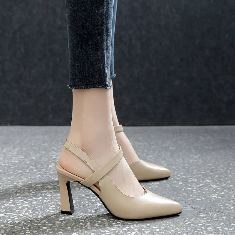 Women’s Soft-Leather-Look Slingback Pointed-Toe Heels