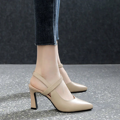 Women’s Soft-Leather-Look Slingback Pointed-Toe Heels
