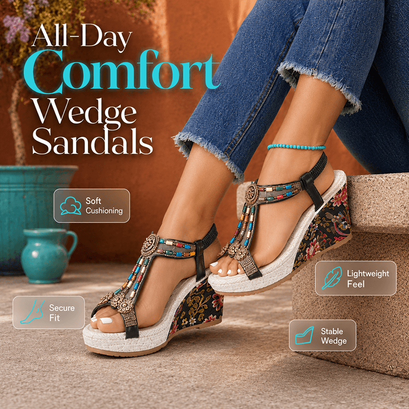 Women’s Beaded Boho Wedge Sandals