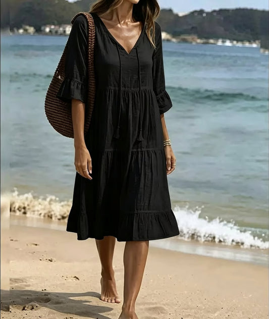 Women’s Tiered V-Neck Midi Dress