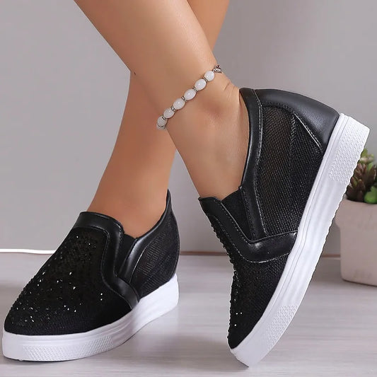 Women's Rhinestone Mesh Slip-On Comfort Trainers
