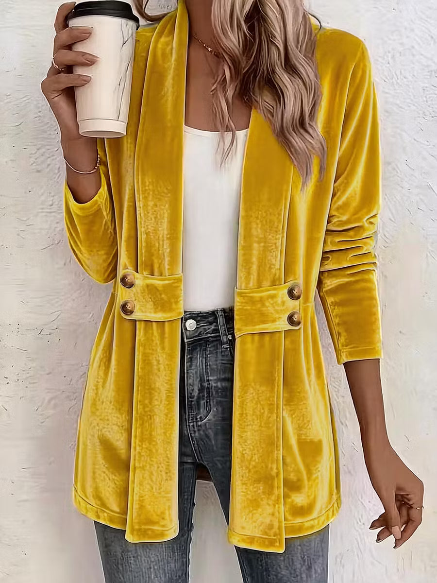 Women's Double Breasted Velvet Look Cardigan