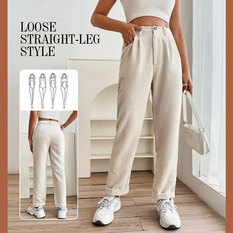 Women's Textured Straight Leg Trousers