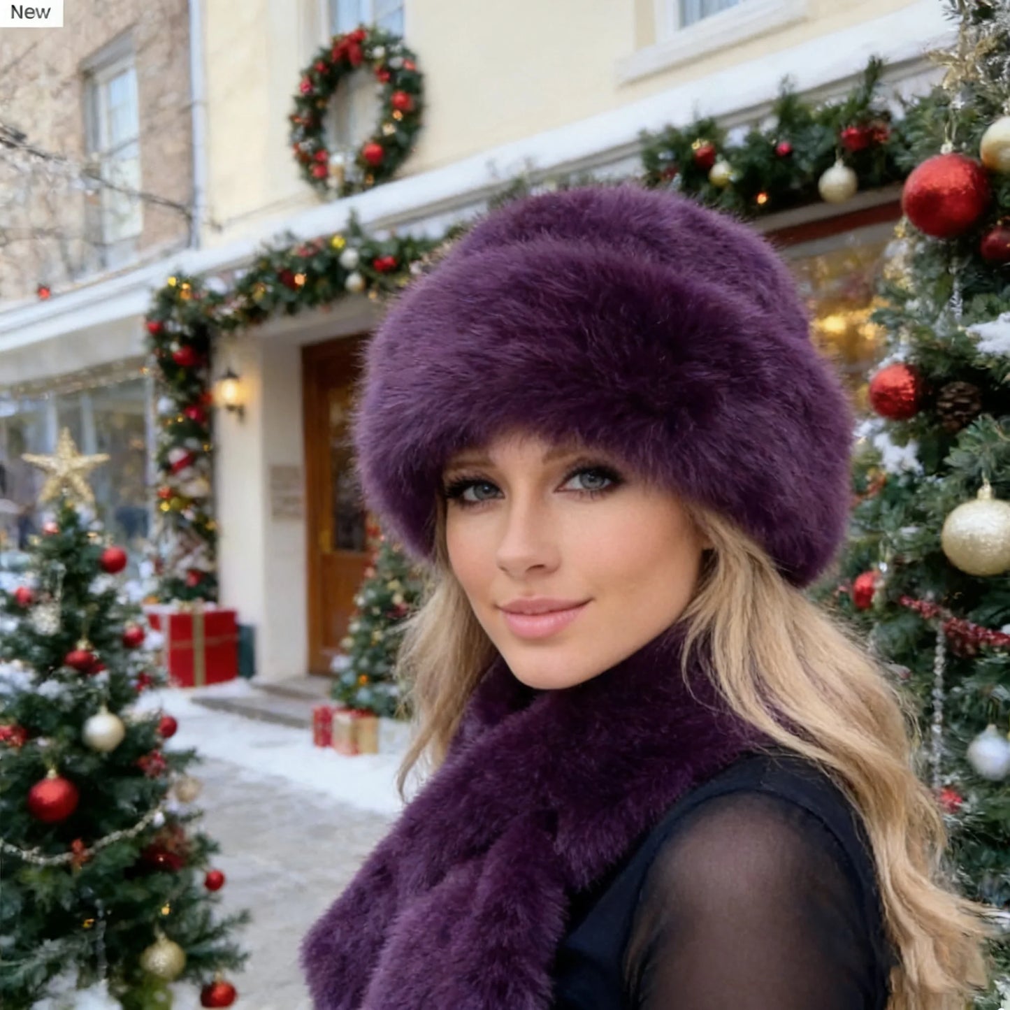 Fluffy Faux Fur Bucket Hat With Matching Scarf